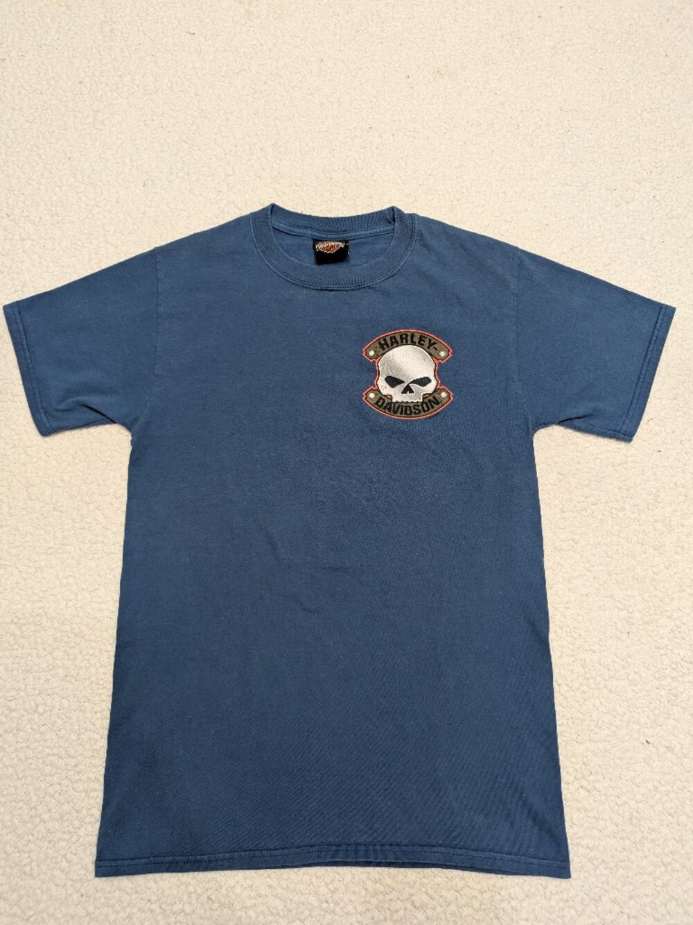 Harley Davidson Blue Graphic Tee Ted’s Alton IL Eagle Back Print